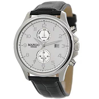MANGO HOMME 都會紳士時尚腕錶-銀白/42mm銀白色