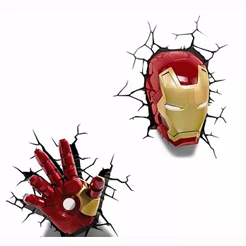美版 3D立體造型燈 復仇者聯盟鋼鐵人3 頭盔&手 2入1組
