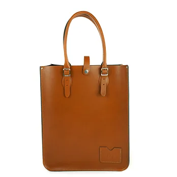 【The Leather Satchel Co.】英國原裝手工牛皮托特包 手提包 肩背包 壓釦設計 手把可調整長度 精湛工藝 (倫敦棕)