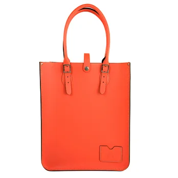 【The Leather Satchel Co.】英國原裝手工牛皮托特包 手提包 肩背包 壓釦設計 手把可調整長度 精湛工藝 (珊瑚紅)