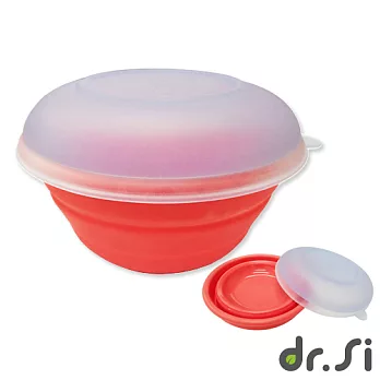 【Dr.Si】矽膠摺疊碗附蓋(紅)