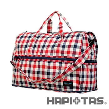HAPI+TAS 格紋摺疊旅行袋(小)藍紅