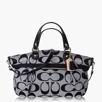 【COACH 多種背法】織布 / 肩背 / 斜背兩用包(大款)_黑灰