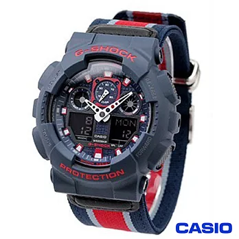 CASIO卡西歐 G-SHOCK時尚酷黑雙顯超帆腕錶 GA-100MC-2ADR