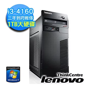 【Lenovo】ThinkCentre M73 i3-4160 雙核心1TB大容量 Win7專業電腦(10B1A0K200)★附 原廠鍵盤滑鼠組★