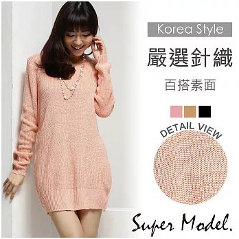 【名模衣櫃】氣質素面針織杉-黑FREE粉