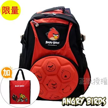 【Angry Birds】氣忿鳥 書包+補習袋-足球風高級雙層款(二色)紅色