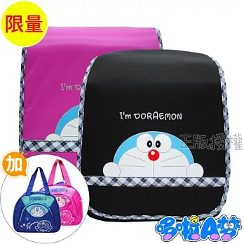 【哆啦A夢】書包+便當袋-日系風高級護脊款(二色)黑色