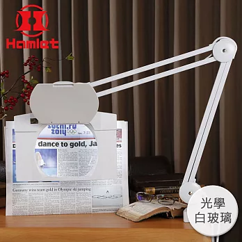 【Hamlet 哈姆雷特】3x/190x157mm 方型大鏡面LED護眼檯燈放大鏡 桌夾式【E067-LED】