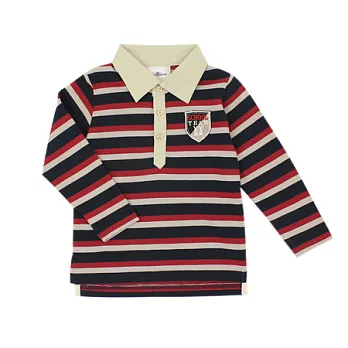 愛的世界純棉橫紋長袖POLO衫-台灣製-95紅色