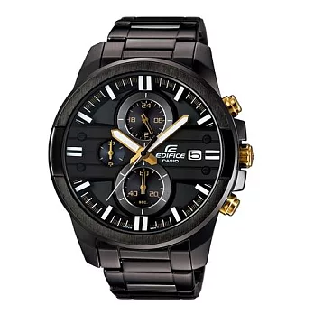 CASIO EDIFICE 黑盔甲戰士的霸氣運動時尚腕錶-黑金-EFR-543BK-1A9