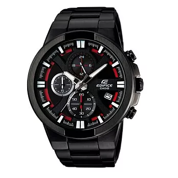 CASIO EDIFICE 黑鷹軍團的突擊運動時尚腕錶-黑+紅-EFR-544BK-1A4