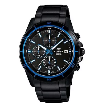 CASIO EDIFICE 黑武士軍團的展現運動時尚腕錶-黑+藍-EFR-526BK-1A2