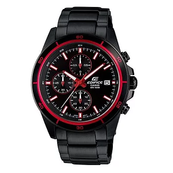 CASIO EDIFICE 黑武士軍團的展現運動時尚腕錶-黑+紅-EFR-526BK-1A4