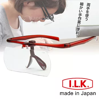 【日本I.L.K.】1.6x&2x/110x45mm 日本製大鏡面放大眼鏡套鏡 2片組 紅棕色 #HF-50DE