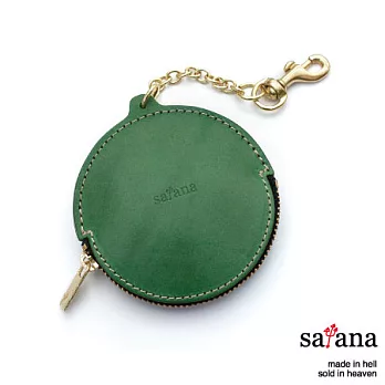 satana - 手工真皮 圓點零錢包 - 松綠色