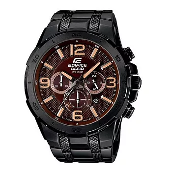 CASIO EDIFICE 驃騎戰將三眼時尚運動腕錶-棕字-EFR-538BK-5A