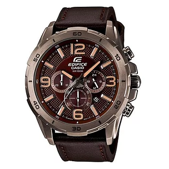 CASIO EDIFICE 賽車魅力超霸系列時尚三眼運動腕錶-棕框-EFR-538L-5A