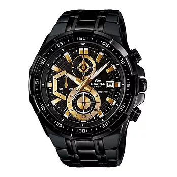 CASIO EDIFICE 魔界霸主再現時尚三眼運動腕錶-黑金-EFR-539BK-1A