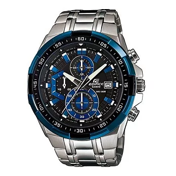 CASIO EDIFICE 黑暗騎士再現時尚三眼運動腕錶-藍框-EFR-539D-1A2