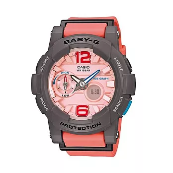 BABY-G 滑板女孩極限運動時尚限量腕錶-粉橘-BGA-180-4B2