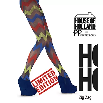 『摩達客』英國進口【House of Holland】英國進口【House of Holland】潮流彩色鋸齒花紋彈性褲襪Free SIZE