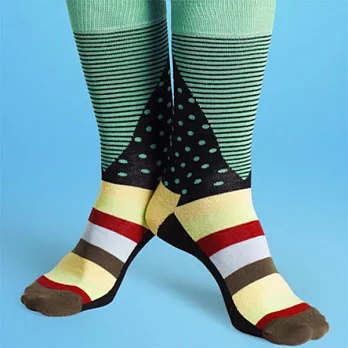 『摩達客』瑞典進口【Happy Socks】綠藍橫紋圓點中統襪41-46