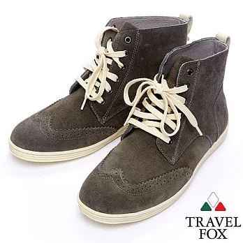 Travel Fox STYLE-牛津反毛皮高筒靴914613-13-39灰色