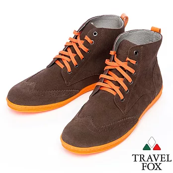 Travel Fox STYLE-牛津反毛皮高筒靴914613-76-39深咖啡色