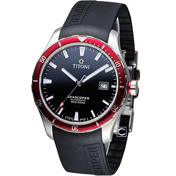 梅花錶 TITONI Seascoper 海洋探索潛水機械錶 83985SRB-RB-517黑x紅
