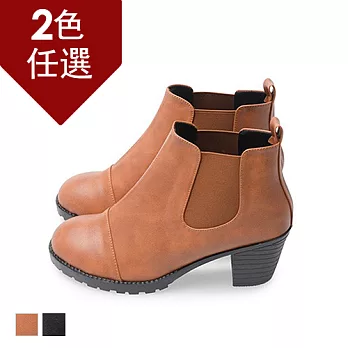 FUFA MIT簡約高跟短踝靴 (FA17) - 共2色23.5棕