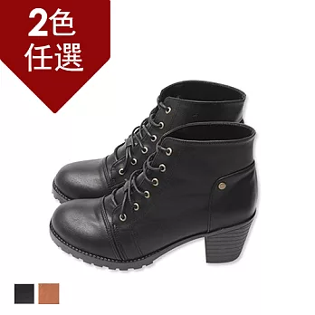 FUFA MIT簡約綁帶粗跟靴(FA18) -共2色23黑