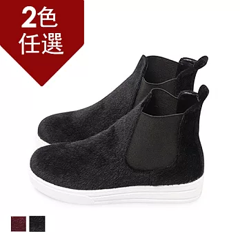 FUFA MIT暖暖毛毛鬆緊高筒鞋(FA27) - 共2色23黑