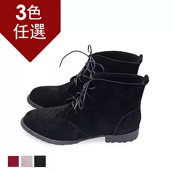 FUFA MIT冬色絨布高筒靴(FA28) - 共三色23黑