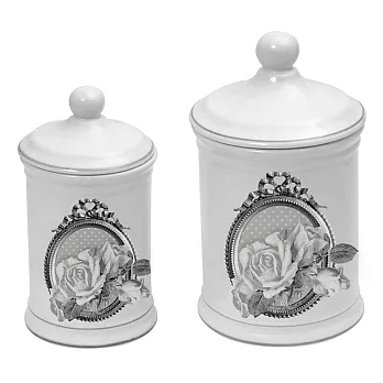 法國生活 Mathilde M. 瑪蒂恩 古典玫瑰圖紋棉花罐二入