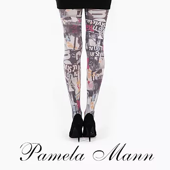 『摩達客』英國進口義大利製【Pamela Mann】街頭潮型印花彈性褲襪Free SIZE