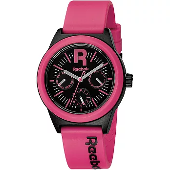 Reebok Drop系列動感舞台三眼時尚腕錶腕錶-桃紅x黑