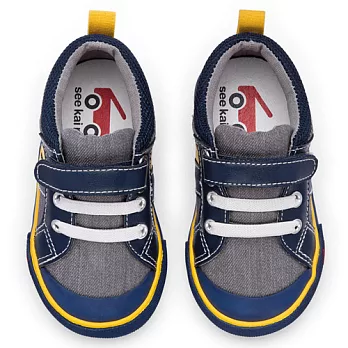 Sneakers帆布鞋-經典帆布鞋-黃藍線條7黃藍