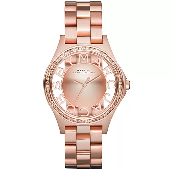 MARC BY MARC JACOBS 焦點透視雙面鏤空晶鑽腕錶-玫瑰金