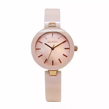 MANGO 甜心寶貝陶瓷時尚優質腕錶-白+玫瑰金-MA6620L-11