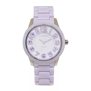 MANGO 可愛風氣陶瓷時尚優質腕錶-紫色-MA6621L-74
