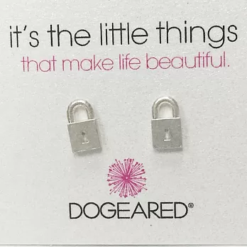 Dogeared純銀 愛心鎖頭 Lock 銀色耳環