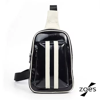 【Zoe’s】頂級牛皮 英倫時尚 iPad休閒胸包 (經典黑)