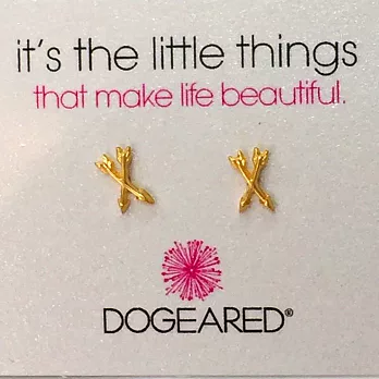 Dogeared雙十字箭頭 Arrows 金色耳環 鑲14k金 附原廠盒