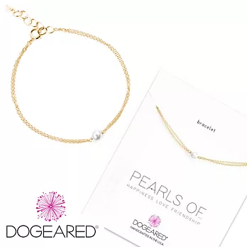 Dogeared 白色珍珠手鍊 迷你款 鑲14K金 雙層鍊設計 可調式 附原廠盒