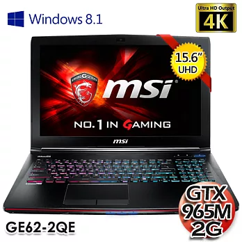 MSI微星 GE62 2QE 15.6吋UHD i7-4720 GTX965M 2G獨顯 阿帕契4K版電競筆電