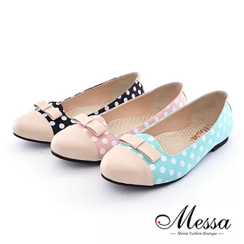【Messa米莎】(MIT)彌生小調水玉點點內真皮平底包鞋 -三色35黑色