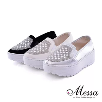 【Messa米莎】(MIT)舊愛古著金屬光澤感厚底懶人鞋 -三色36白色