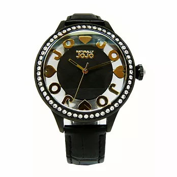 NATURALLY JOJO 真愛永留傳鏤空晶鑽時尚優質腕錶-黑-JO96855-88F