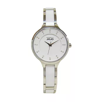 Naturally JoJo 青春飛揚時尚晶鑽陶瓷女性腕錶-白-JO95259-80F